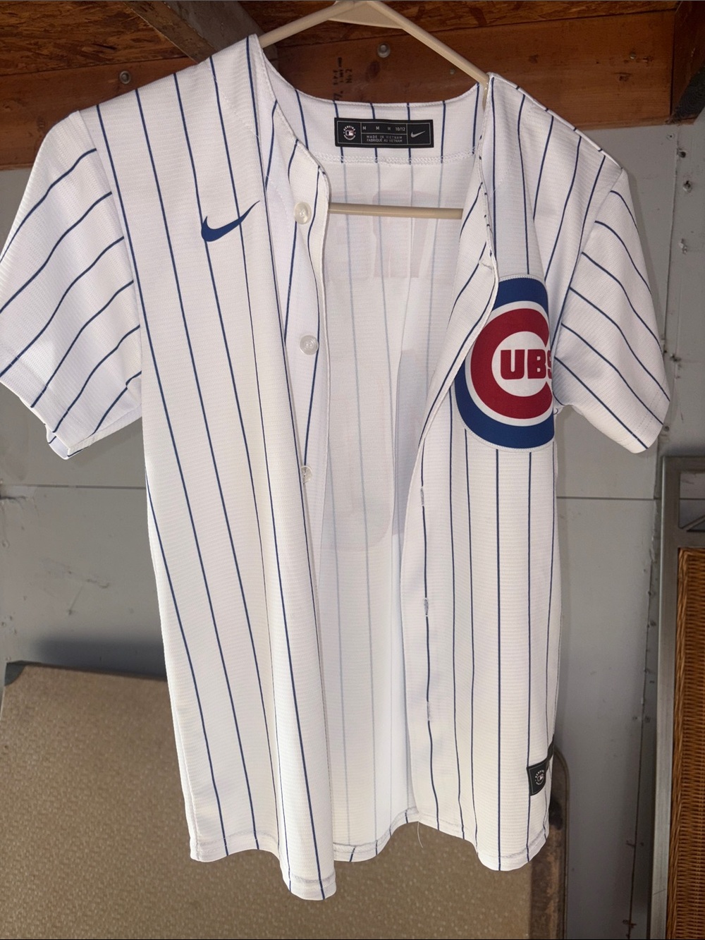 Boys Chicago Cubs Pinstripe Jersey, Contreras, Size Youth Medium